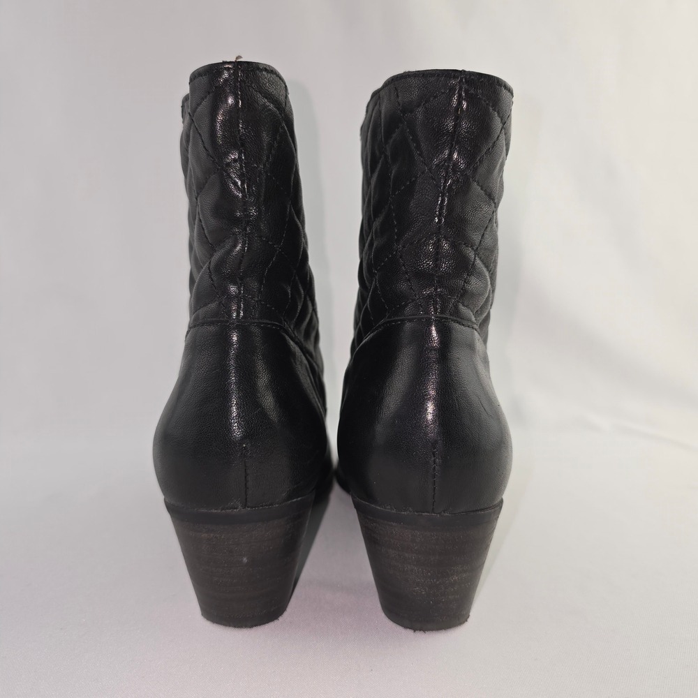 FIDJI Women's Black Quilted Silver Studded Leather Heeled Ankle Boots 40 - Picture 7 of 15